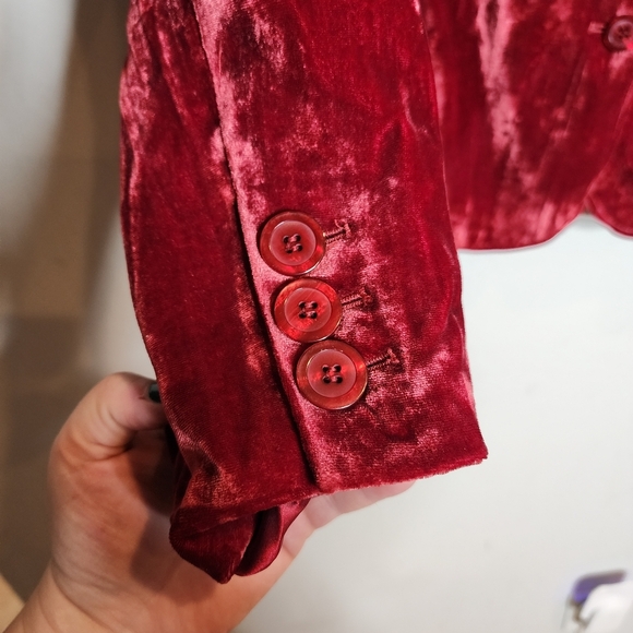 Lane Bryant Red Velvet Button Blazer Jacket Plus Size 24 - Picture 11 of 14